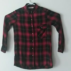 Zara Basic Plaid Tunic Top Shirt With Embroidery